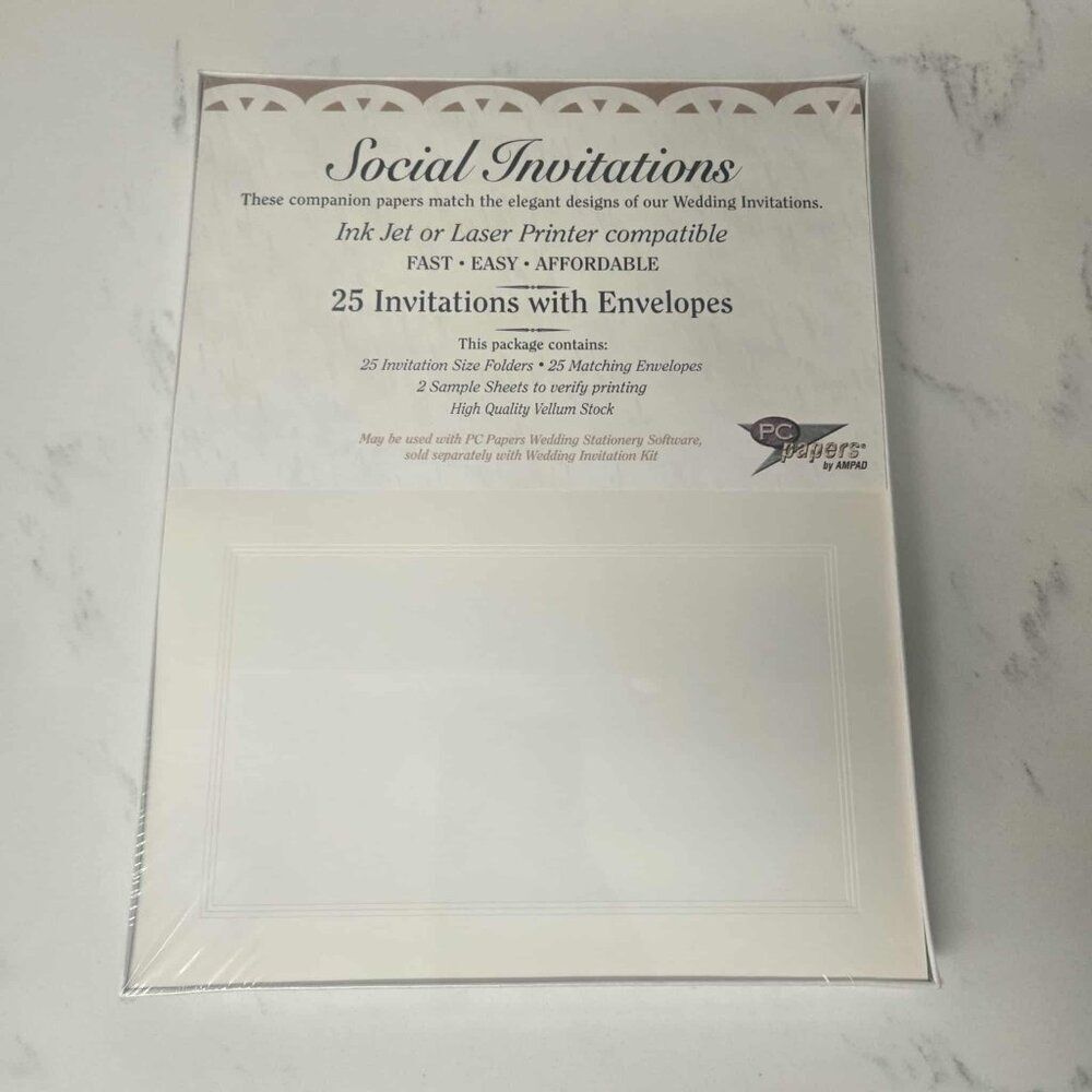 Vintage Invitations 25 ct Envelopes Blanks Printable Wedding Stationary White